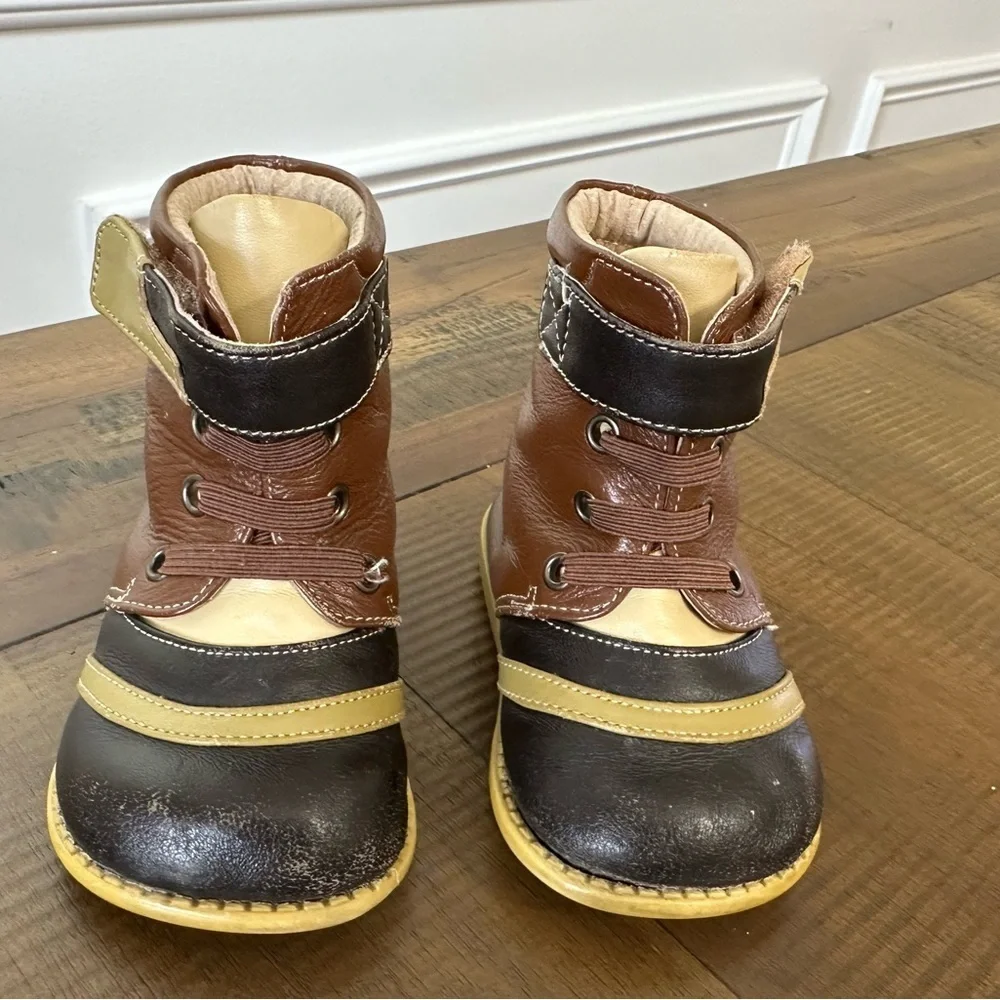 Livie & Luca boys toddler size 5 brown leather boot rubber sole